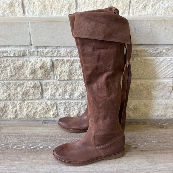 Frye Celia Over The Knee Boots Leather Fold over Size 10B Boho Western - Picture 5 of 12